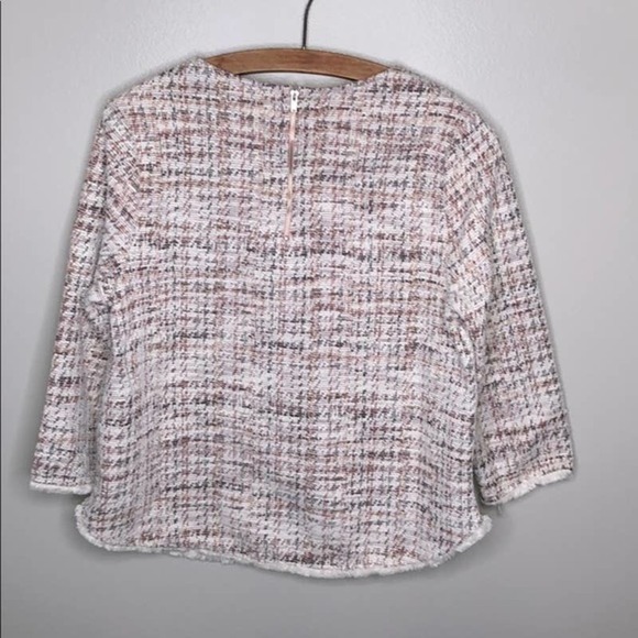 𝅺w5 Anthropologie Cream Red Long Sleeve Blouse M - Picture 4 of 8